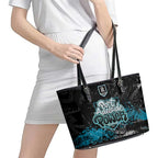 Port Adelaide Power Leather Tote Bag Urban Graffiti Street Art - Bold Abstract Spray Paint