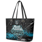 Port Adelaide Power Leather Tote Bag Urban Graffiti Street Art - Bold Abstract Spray Paint