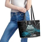 Port Adelaide Power Leather Tote Bag Urban Graffiti Street Art - Bold Abstract Spray Paint