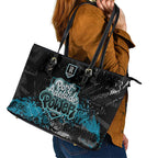 Port Adelaide Power Leather Tote Bag Urban Graffiti Street Art - Bold Abstract Spray Paint