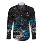 Port Adelaide Power Long Sleeve Button Shirt Urban Graffiti Street Art - Bold Abstract Spray Paint