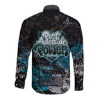 Port Adelaide Power Long Sleeve Button Shirt Urban Graffiti Street Art - Bold Abstract Spray Paint