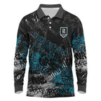 Port Adelaide Power Long Sleeve Polo Shirt Urban Graffiti Street Art - Bold Abstract Spray Paint