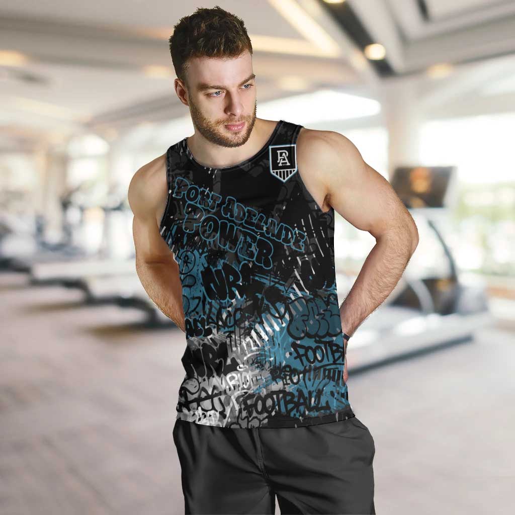Port Adelaide Power Men Tank Top Urban Graffiti Street Art - Bold Abstract Spray Paint