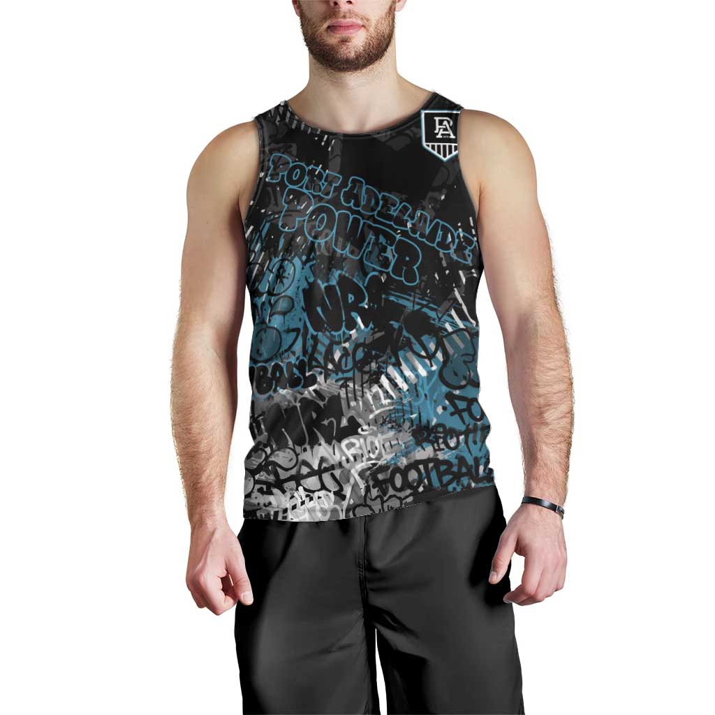 Port Adelaide Power Men Tank Top Urban Graffiti Street Art - Bold Abstract Spray Paint