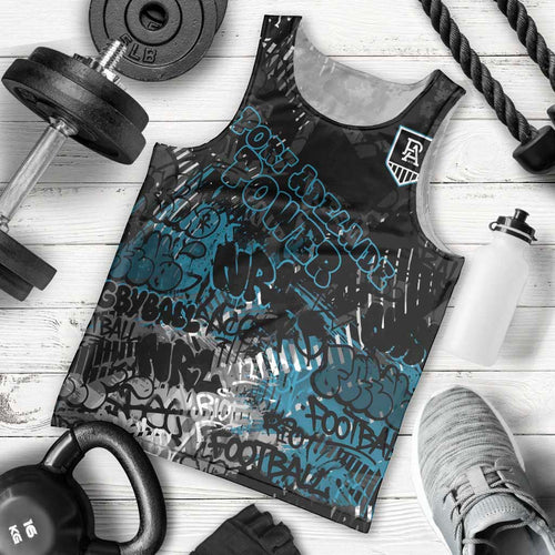 Port Adelaide Power Men Tank Top Urban Graffiti Street Art - Bold Abstract Spray Paint