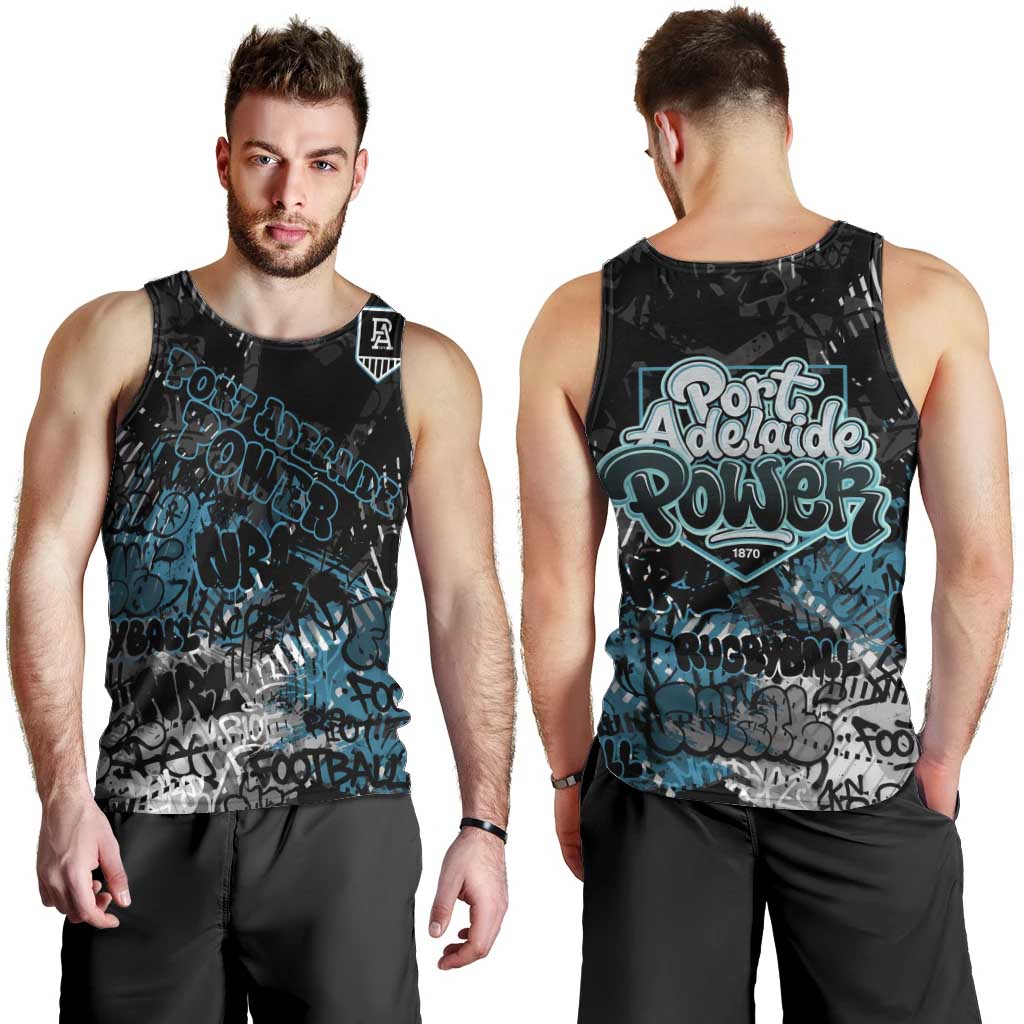 Port Adelaide Power Men Tank Top Urban Graffiti Street Art - Bold Abstract Spray Paint