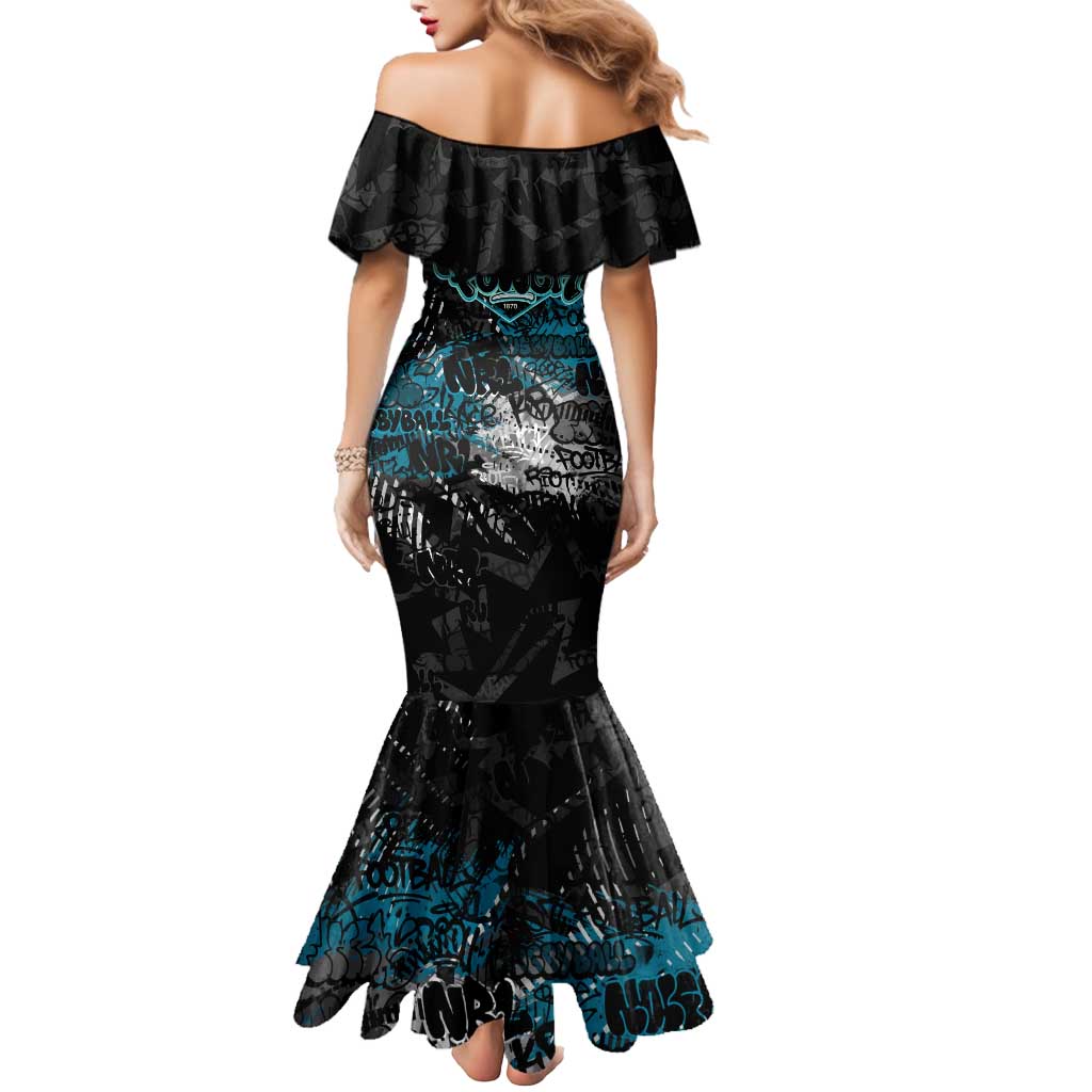 Port Adelaide Power Mermaid Dress Urban Graffiti Street Art - Bold Abstract Spray Paint