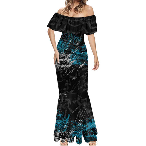 Port Adelaide Power Mermaid Dress Urban Graffiti Street Art - Bold Abstract Spray Paint