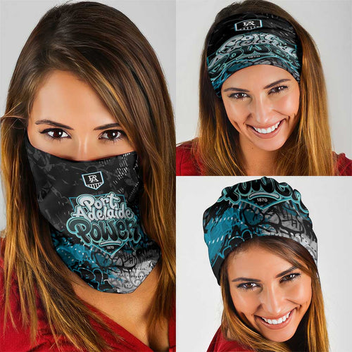Port Adelaide Power Neck Gaiter Urban Graffiti Street Art - Bold Abstract Spray Paint