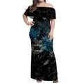 Port Adelaide Power Off Shoulder Maxi Dress Urban Graffiti Street Art - Bold Abstract Spray Paint