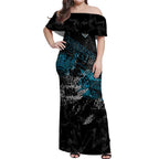 Port Adelaide Power Off Shoulder Maxi Dress Urban Graffiti Street Art - Bold Abstract Spray Paint