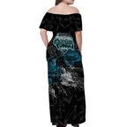Port Adelaide Power Off Shoulder Maxi Dress Urban Graffiti Street Art - Bold Abstract Spray Paint