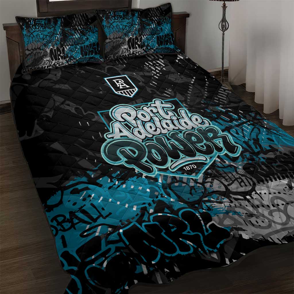 Port Adelaide Power Quilt Bed Set Urban Graffiti Street Art - Bold Abstract Spray Paint