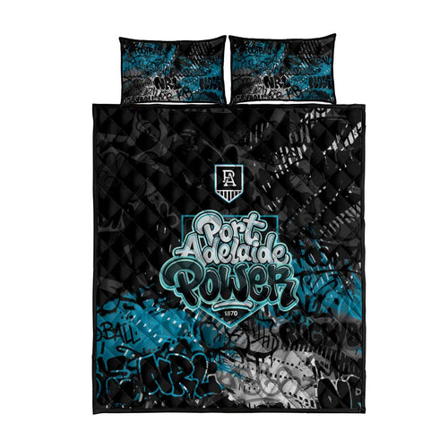 Port Adelaide Power Quilt Bed Set Urban Graffiti Street Art - Bold Abstract Spray Paint