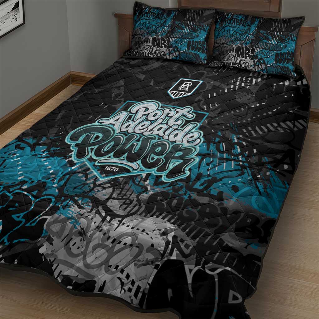 Port Adelaide Power Quilt Bed Set Urban Graffiti Street Art - Bold Abstract Spray Paint