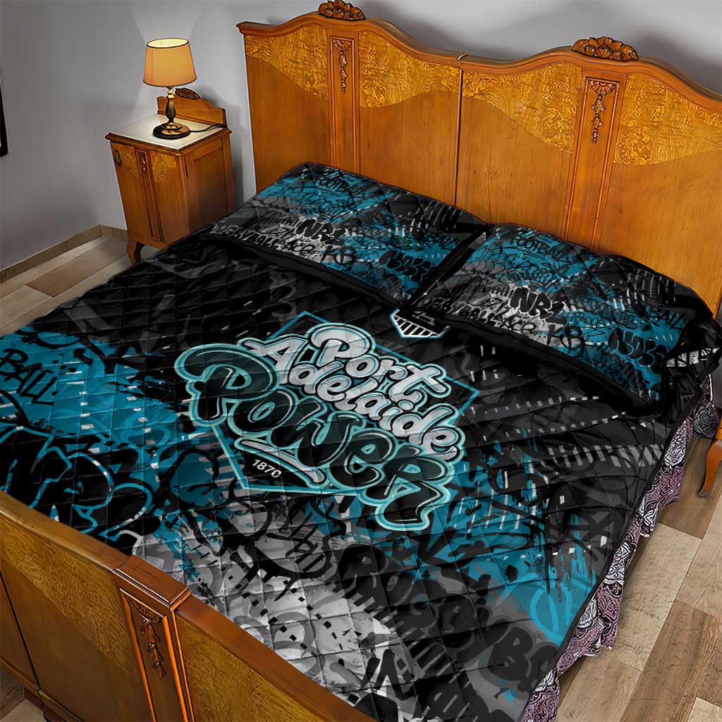Port Adelaide Power Quilt Bed Set Urban Graffiti Street Art - Bold Abstract Spray Paint