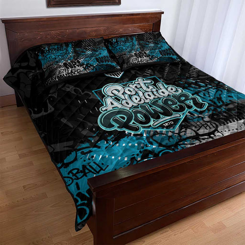 Port Adelaide Power Quilt Bed Set Urban Graffiti Street Art - Bold Abstract Spray Paint