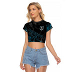 Port Adelaide Power Raglan Cropped T Shirt Urban Graffiti Street Art - Bold Abstract Spray Paint