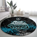 Port Adelaide Power Round Carpet Urban Graffiti Street Art - Bold Abstract Spray Paint