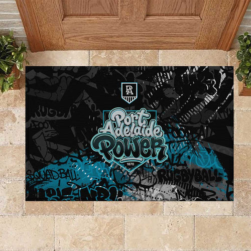 Port Adelaide Power Rubber Doormat Urban Graffiti Street Art - Bold Abstract Spray Paint