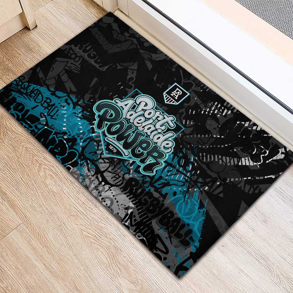 Port Adelaide Power Rubber Doormat Urban Graffiti Street Art - Bold Abstract Spray Paint