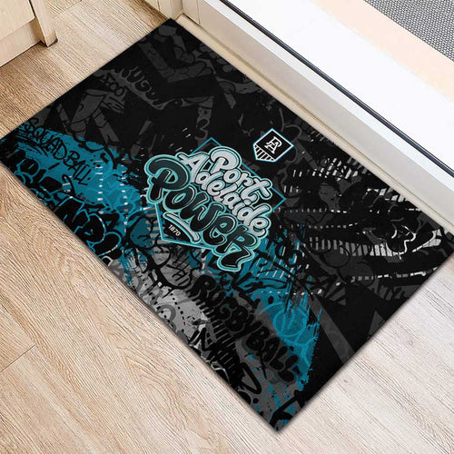 Port Adelaide Power Rubber Doormat Urban Graffiti Street Art - Bold Abstract Spray Paint