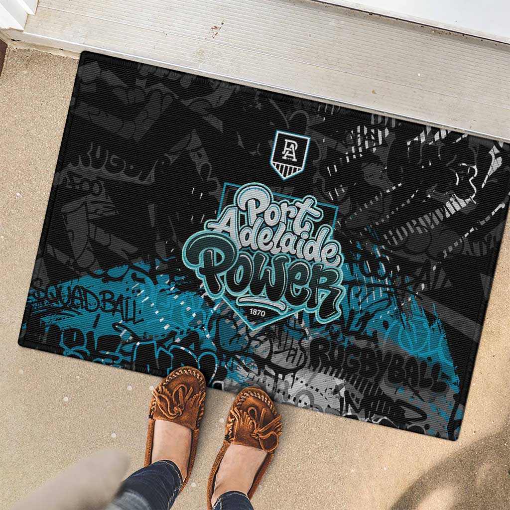 Port Adelaide Power Rubber Doormat Urban Graffiti Street Art - Bold Abstract Spray Paint