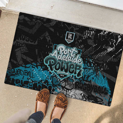 Port Adelaide Power Rubber Doormat Urban Graffiti Street Art - Bold Abstract Spray Paint
