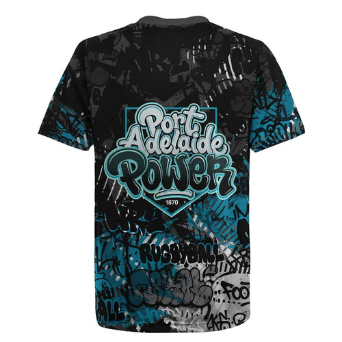 Port Adelaide Power Rugby Jersey Urban Graffiti Street Art - Bold Abstract Spray Paint
