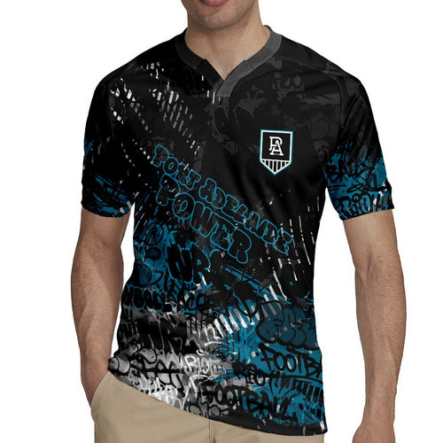 Port Adelaide Power Rugby Jersey Urban Graffiti Street Art - Bold Abstract Spray Paint