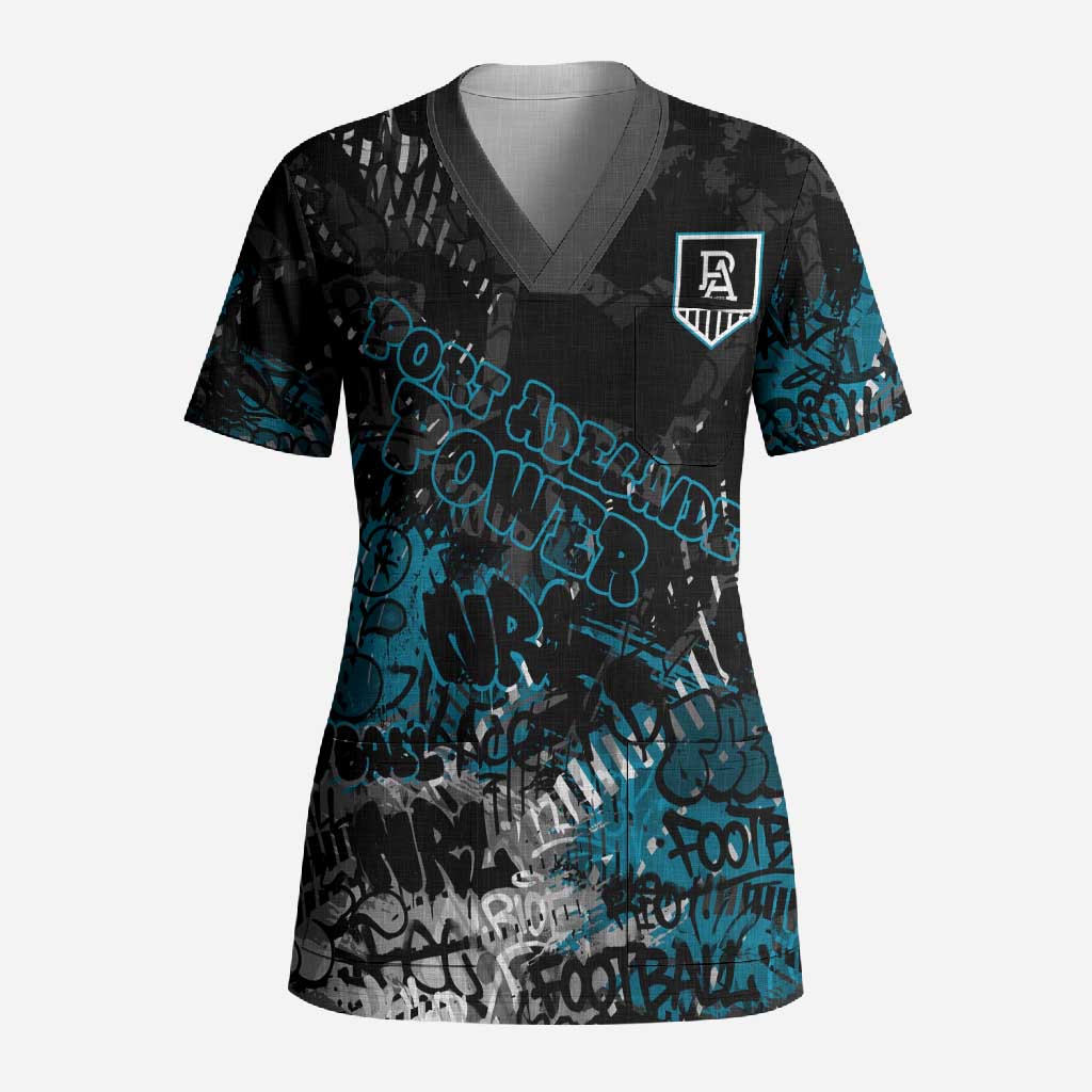 Port Adelaide Power Scrub Top Urban Graffiti Street Art - Bold Abstract Spray Paint