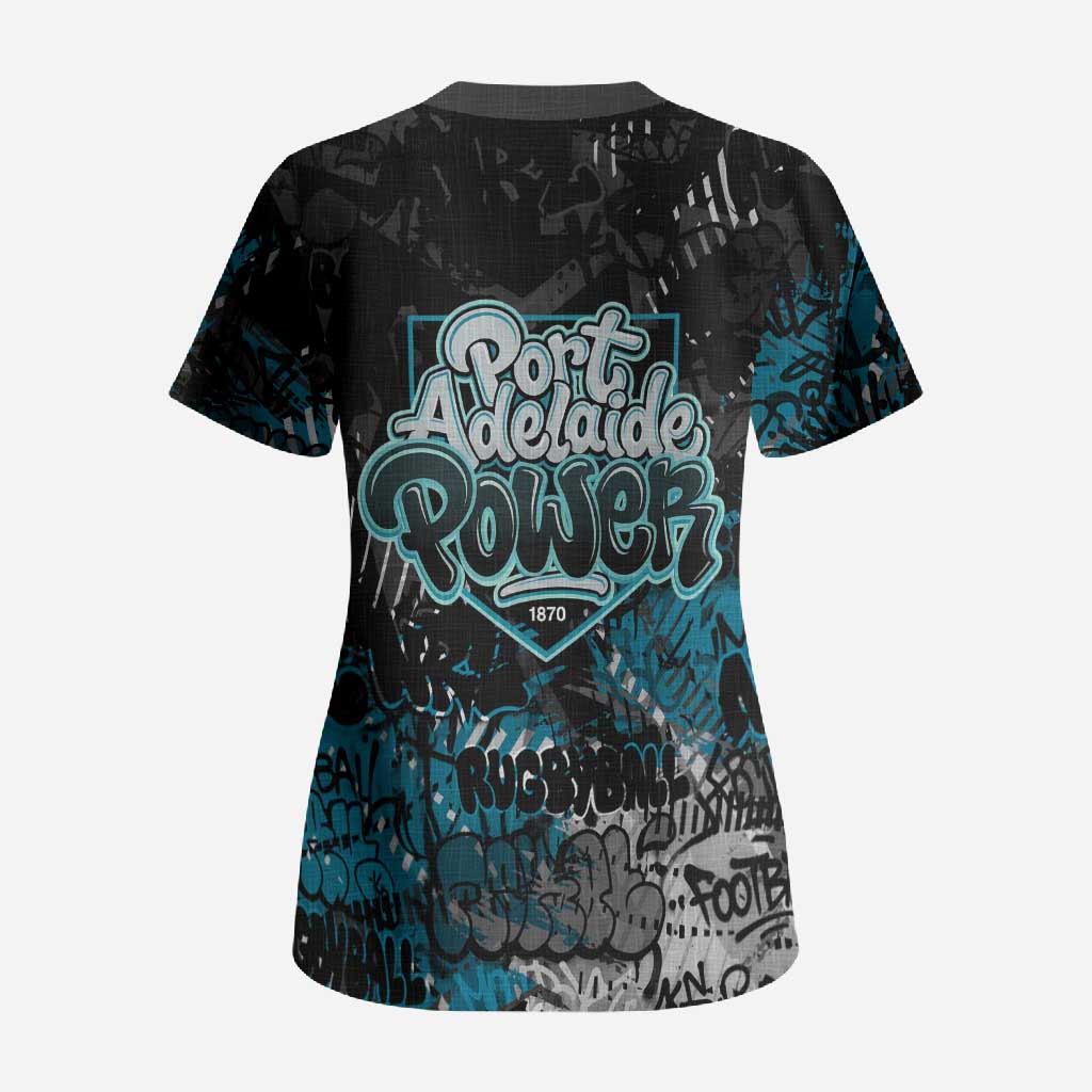 Port Adelaide Power Scrub Top Urban Graffiti Street Art - Bold Abstract Spray Paint