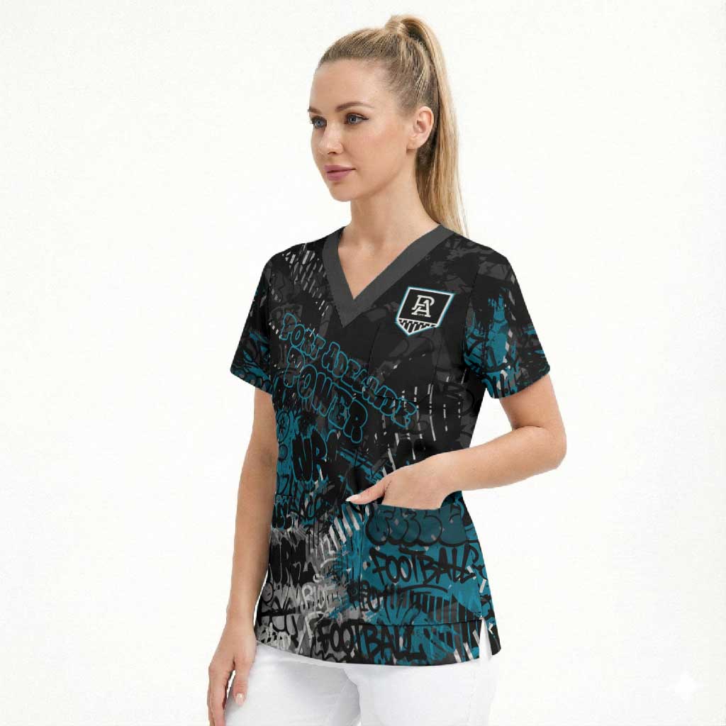 Port Adelaide Power Scrub Top Urban Graffiti Street Art - Bold Abstract Spray Paint