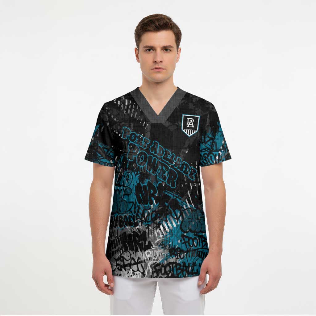 Port Adelaide Power Scrub Top Urban Graffiti Street Art - Bold Abstract Spray Paint
