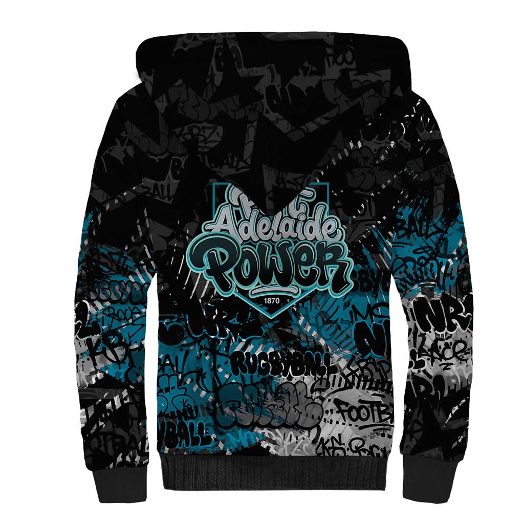 Port Adelaide Power Sherpa Hoodie Urban Graffiti Street Art - Bold Abstract Spray Paint