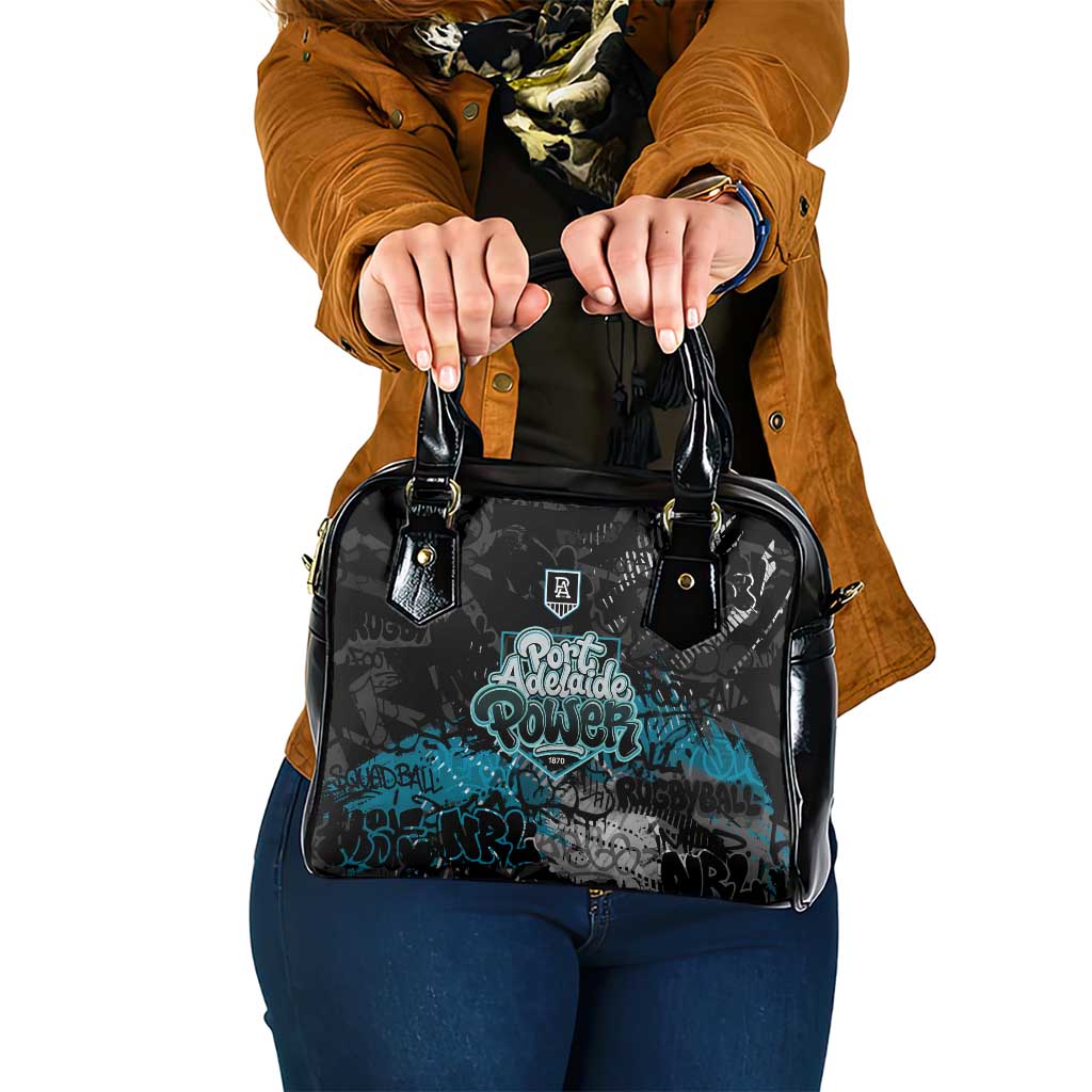 Port Adelaide Power Shoulder Handbag Urban Graffiti Street Art - Bold Abstract Spray Paint