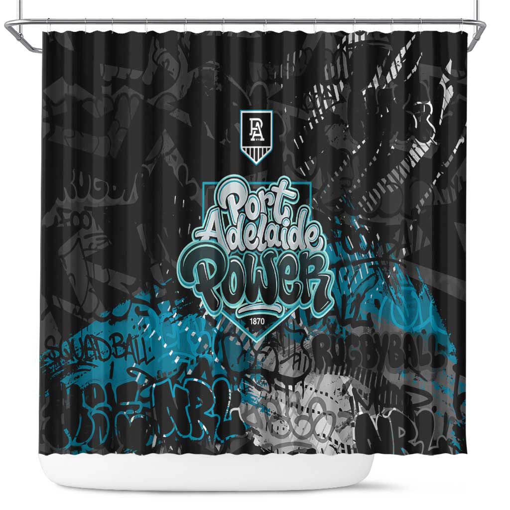 Port Adelaide Power Shower Curtain Urban Graffiti Street Art - Bold Abstract Spray Paint