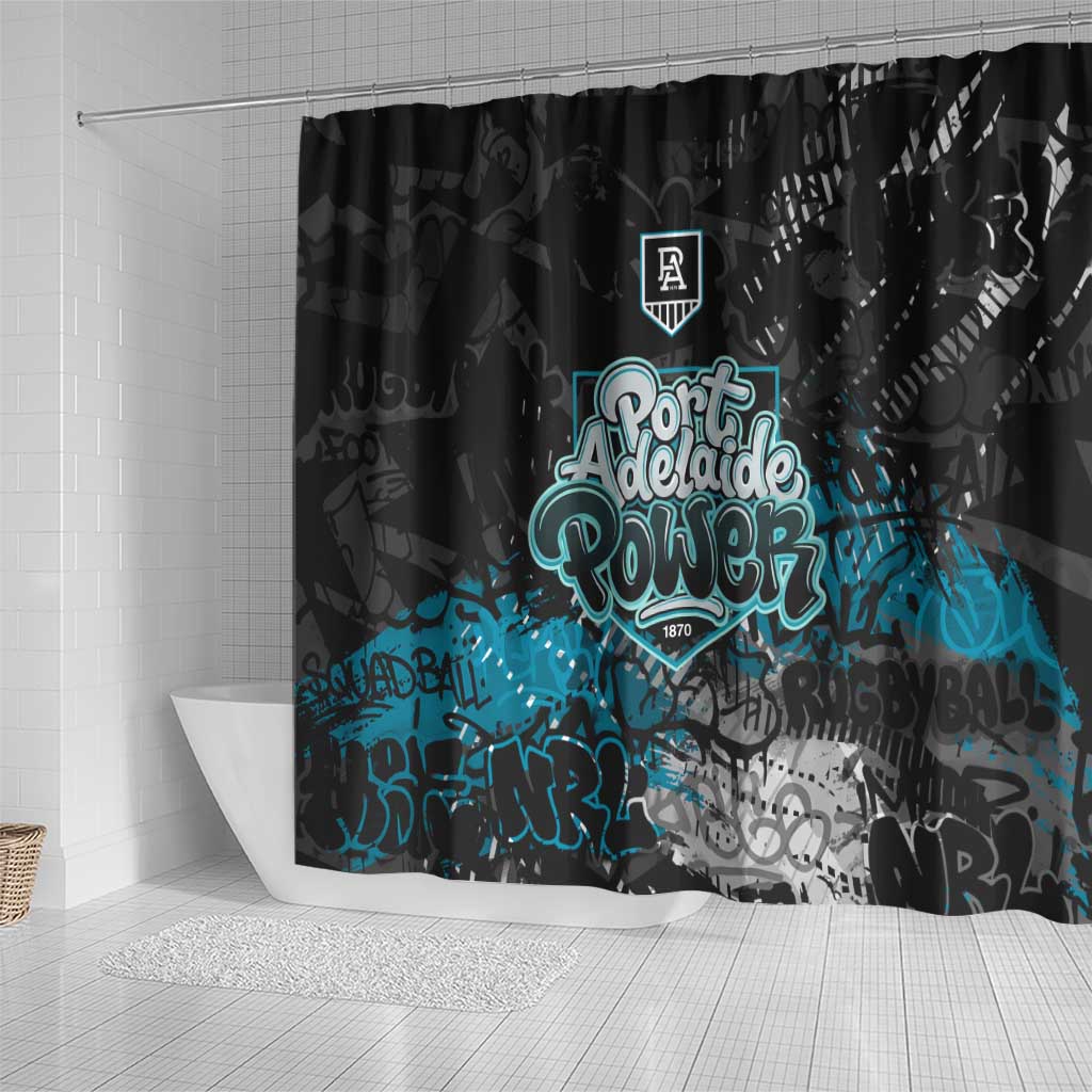 Port Adelaide Power Shower Curtain Urban Graffiti Street Art - Bold Abstract Spray Paint