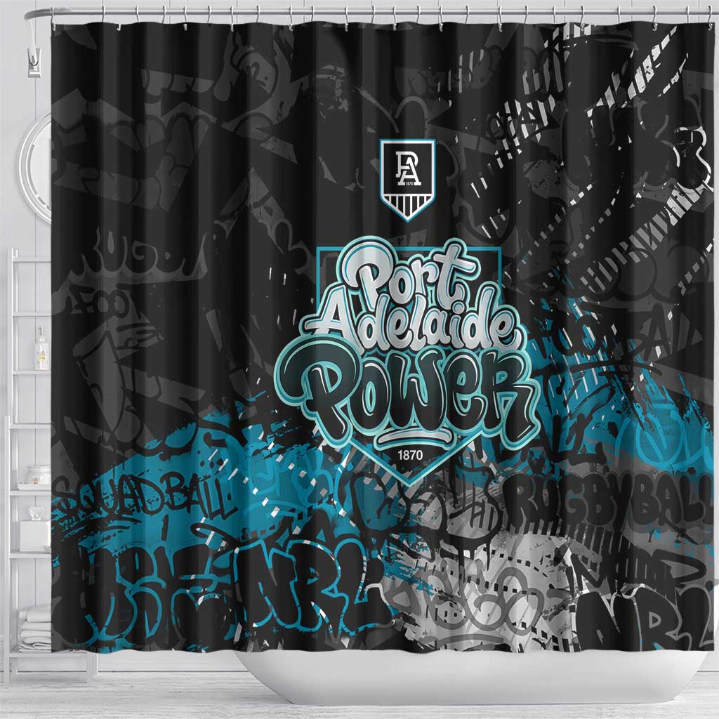 Port Adelaide Power Shower Curtain Urban Graffiti Street Art - Bold Abstract Spray Paint