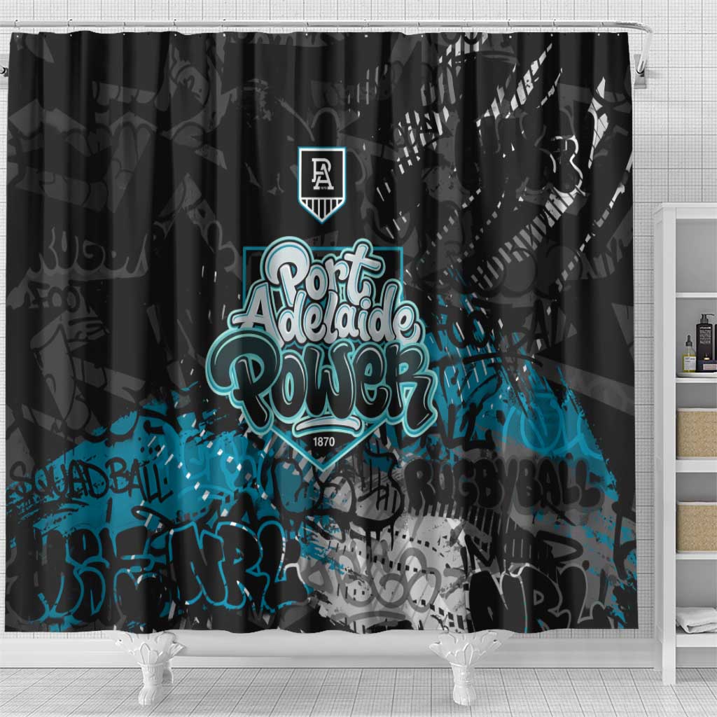 Port Adelaide Power Shower Curtain Urban Graffiti Street Art - Bold Abstract Spray Paint