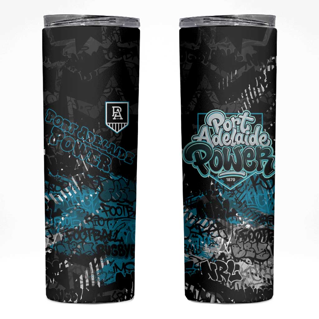 Port Adelaide Power Skinny Tumbler Urban Graffiti Street Art - Bold Abstract Spray Paint
