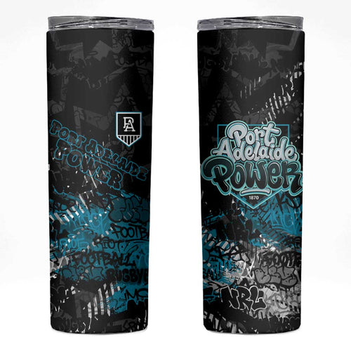 Port Adelaide Power Skinny Tumbler Urban Graffiti Street Art - Bold Abstract Spray Paint