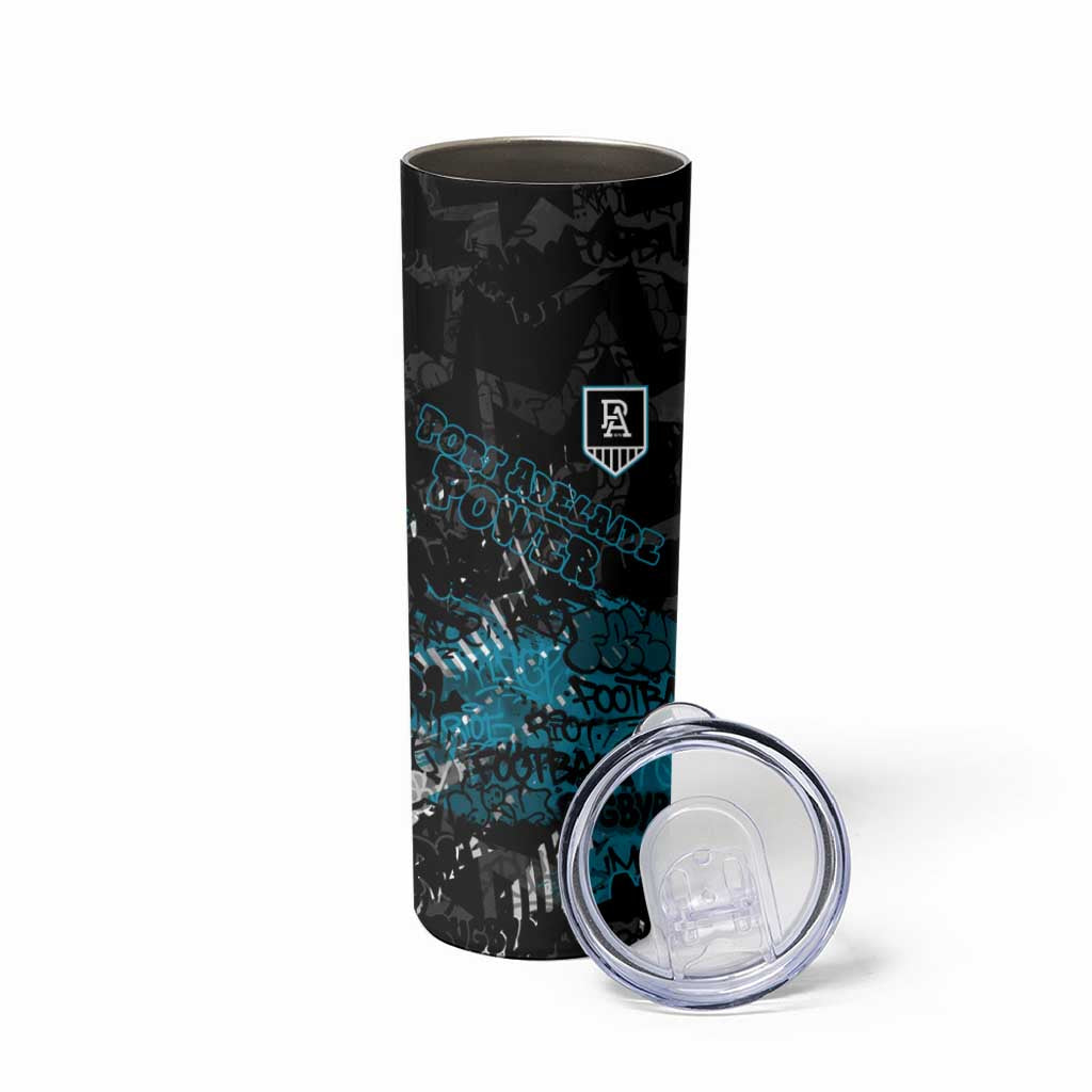 Port Adelaide Power Skinny Tumbler Urban Graffiti Street Art - Bold Abstract Spray Paint