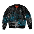 Port Adelaide Power Sleeve Zip Bomber Jacket Urban Graffiti Street Art - Bold Abstract Spray Paint