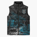 Port Adelaide Power Sleeveless Puffer Jacket Urban Graffiti Street Art - Bold Abstract Spray Paint