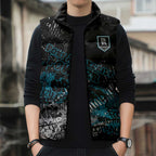 Port Adelaide Power Sleeveless Puffer Jacket Urban Graffiti Street Art - Bold Abstract Spray Paint