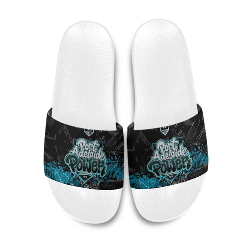 Port Adelaide Power Slide Sandals Urban Graffiti Street Art - Bold Abstract Spray Paint
