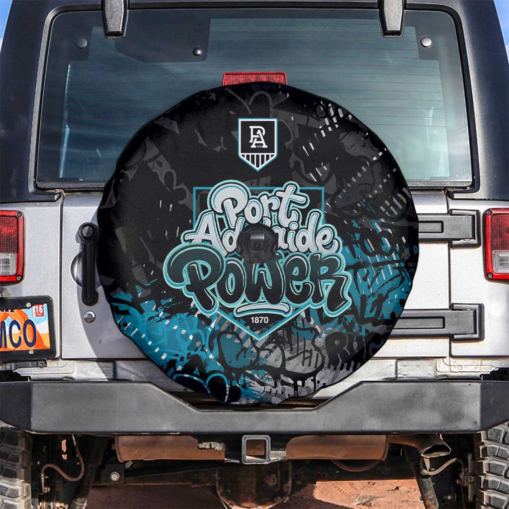 Port Adelaide Power Spare Tire Cover Urban Graffiti Street Art - Bold Abstract Spray Paint