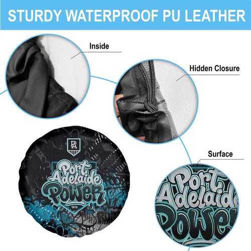 Port Adelaide Power Spare Tire Cover Urban Graffiti Street Art - Bold Abstract Spray Paint